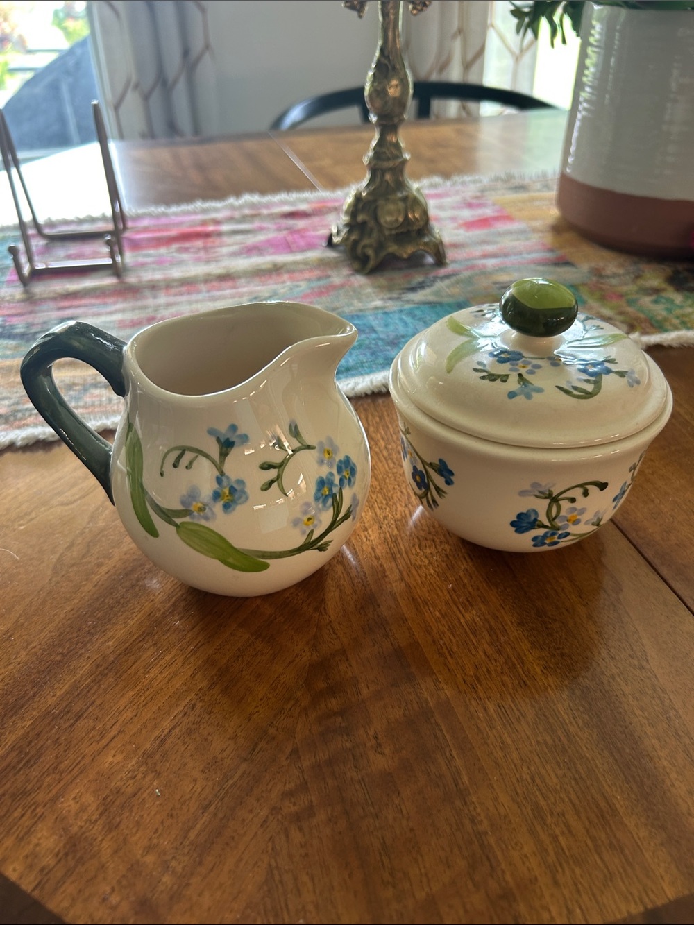Vintage 70s FRANCISCAN Forget Me Not Lidded Sugar Bowl and Creamer